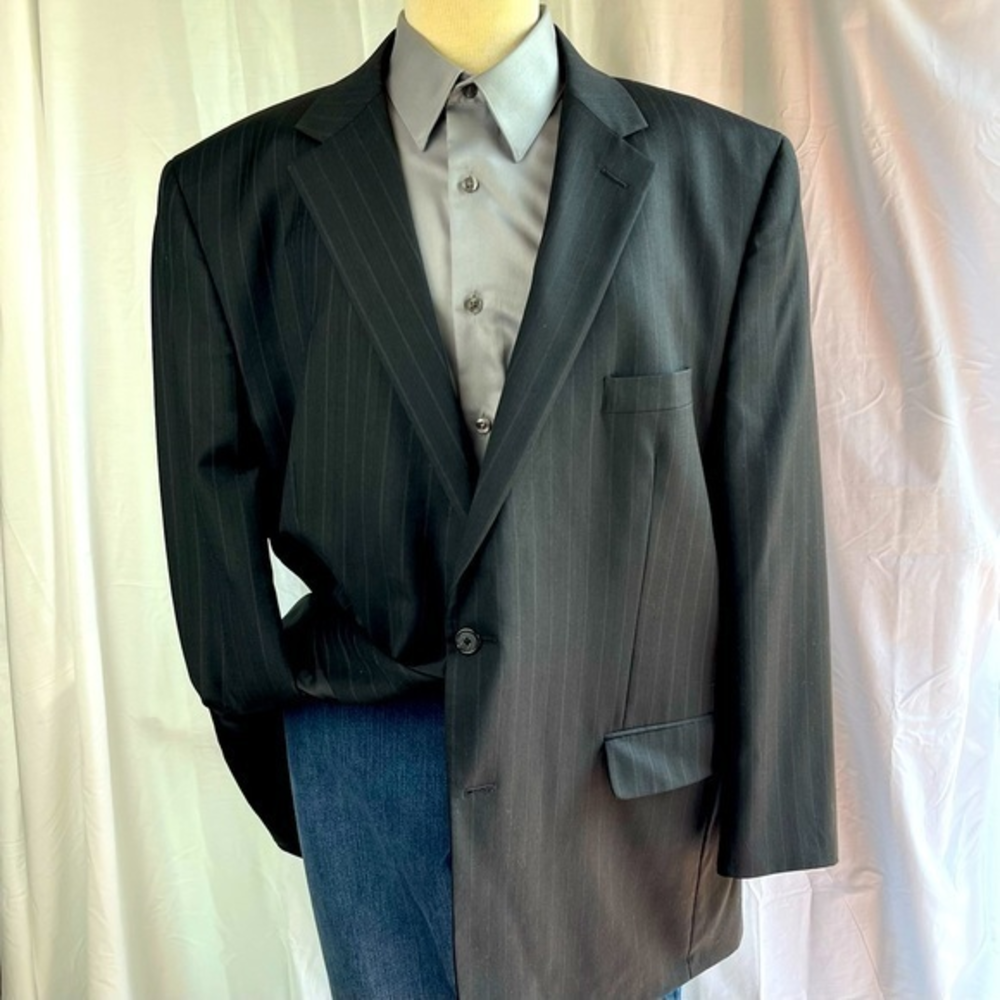 Antonio Parillo Signature Wool Sportcoat 2Button Vented Dk.Grey Lt.Pinstripe 48R